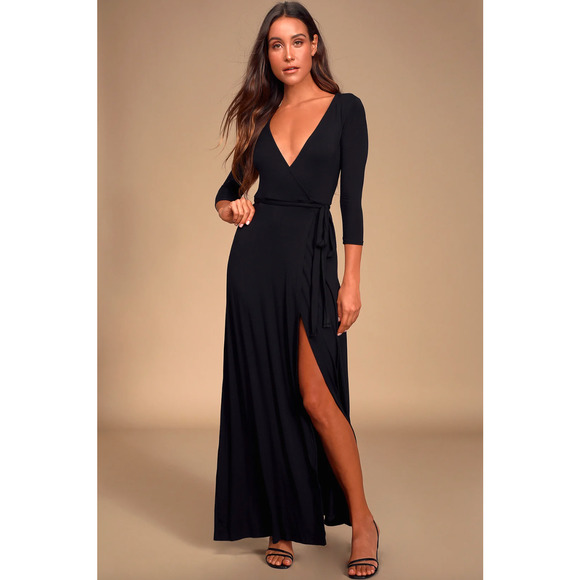 Lulus Dresses & Skirts - Lulus Garden District Black Wrap Maxi Dress Women's Size Small